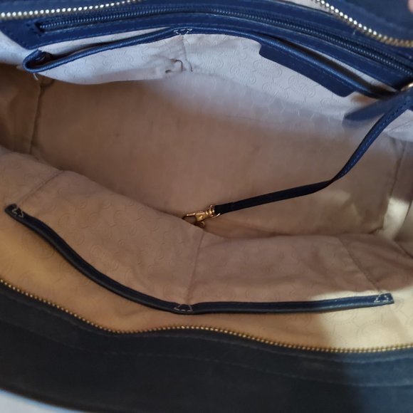 Michael Kors Navy Blue Leather Tote Bag Purse - Picture 9 of 12